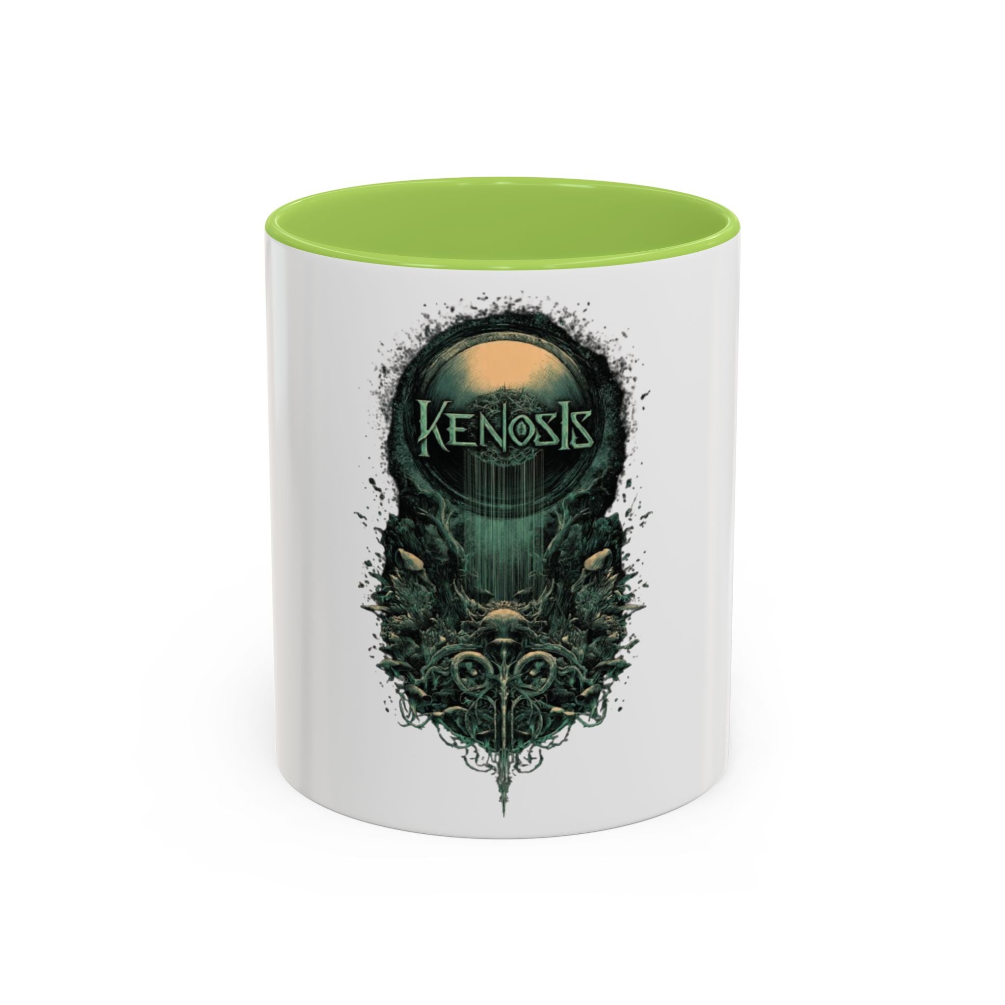 Kenosis Dark Fantasy Accent Coffee Mug — Gothic Skull & Moon Illustration (11/15 oz)