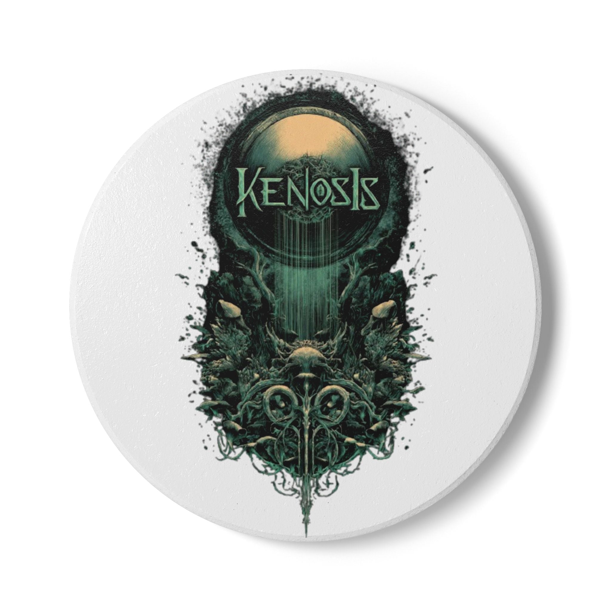Ceramic Coaster — Kenosis Gothic Moon Illustration