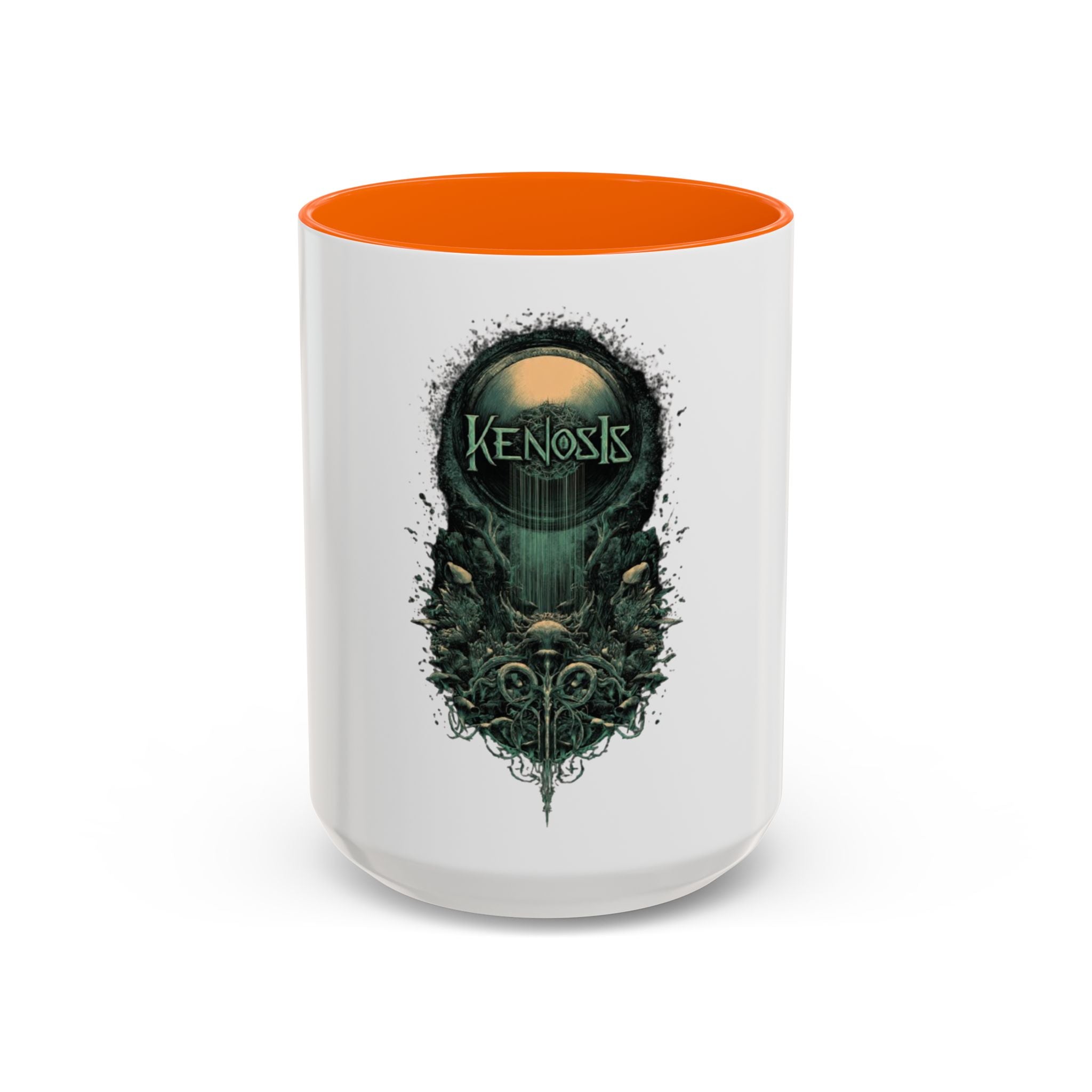 Kenosis Dark Fantasy Accent Coffee Mug — Gothic Skull & Moon Illustration (11/15 oz)