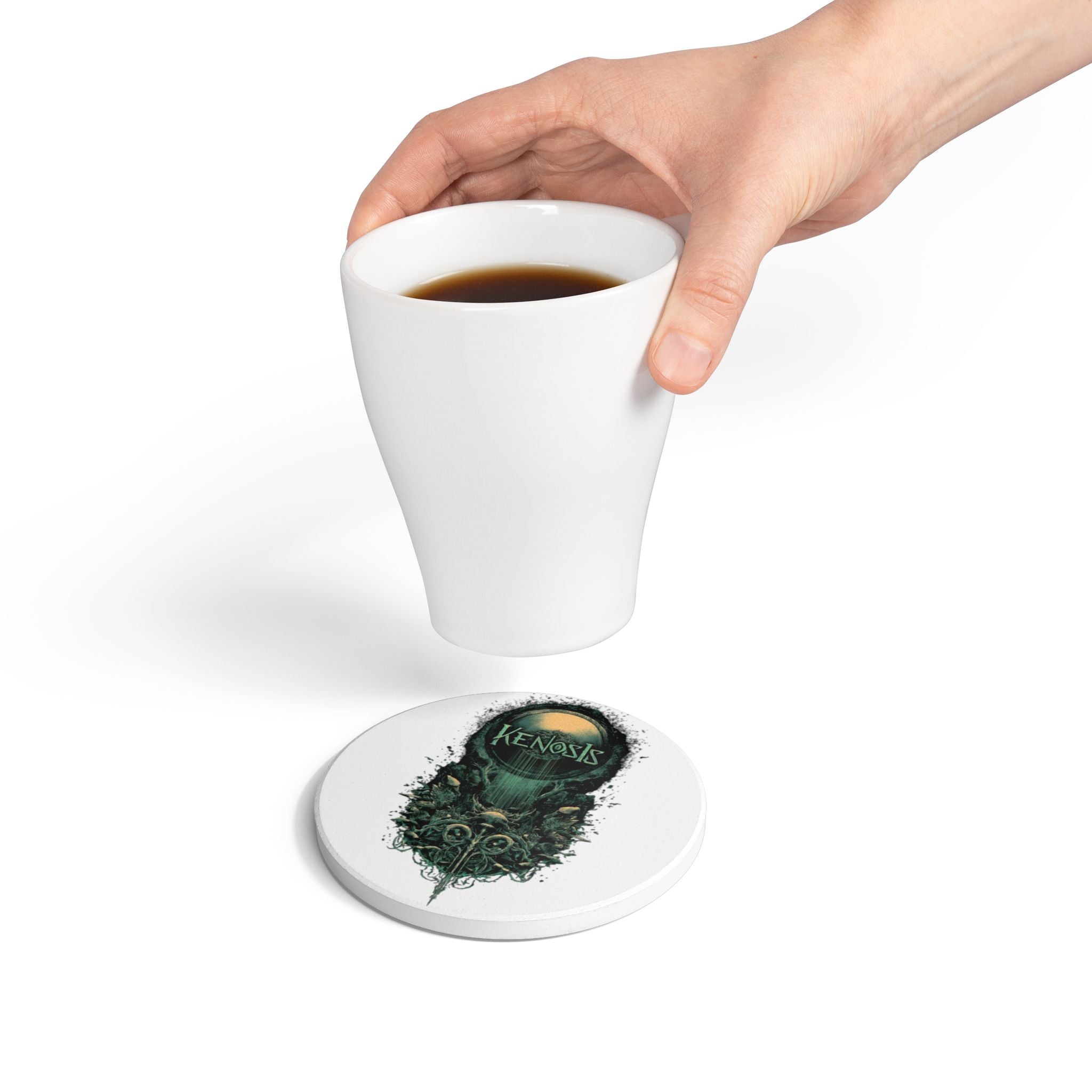 Ceramic Coaster — Kenosis Gothic Moon Illustration