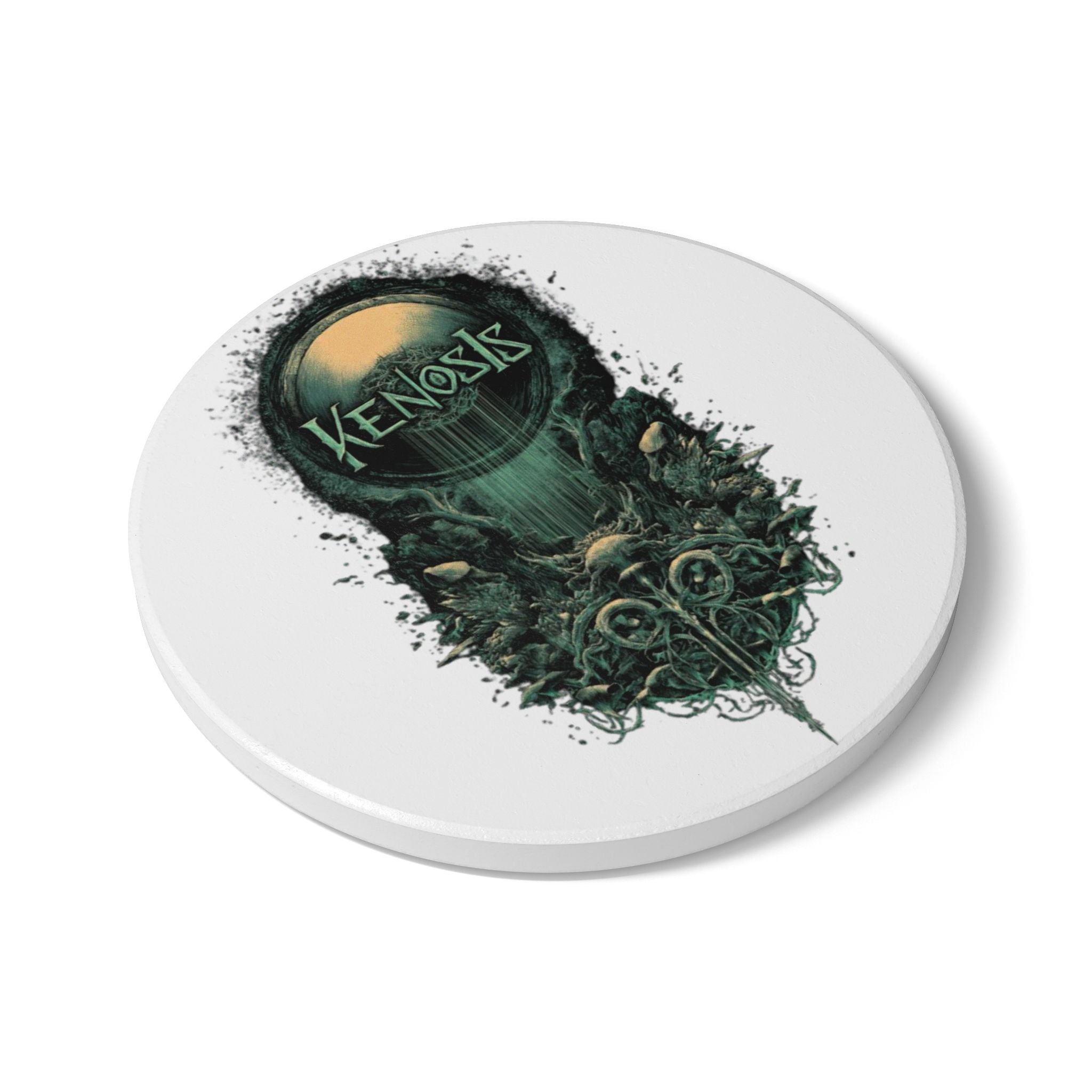 Ceramic Coaster — Kenosis Gothic Moon Illustration