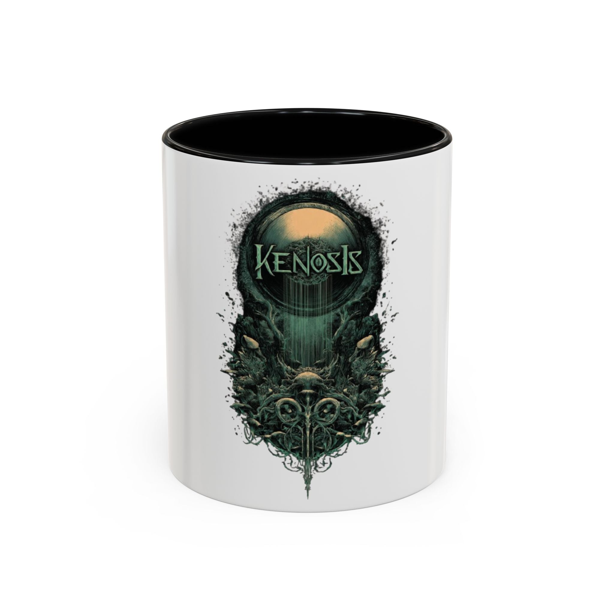 Kenosis Dark Fantasy Accent Coffee Mug — Gothic Skull & Moon Illustration (11/15 oz)