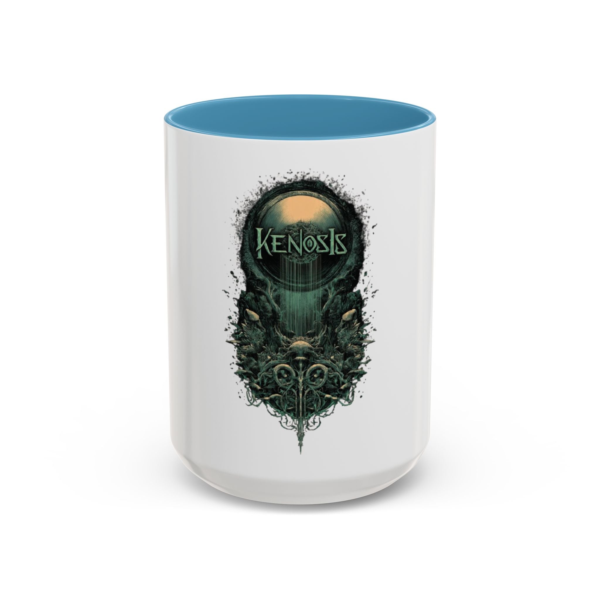 Kenosis Dark Fantasy Accent Coffee Mug — Gothic Skull & Moon Illustration (11/15 oz)