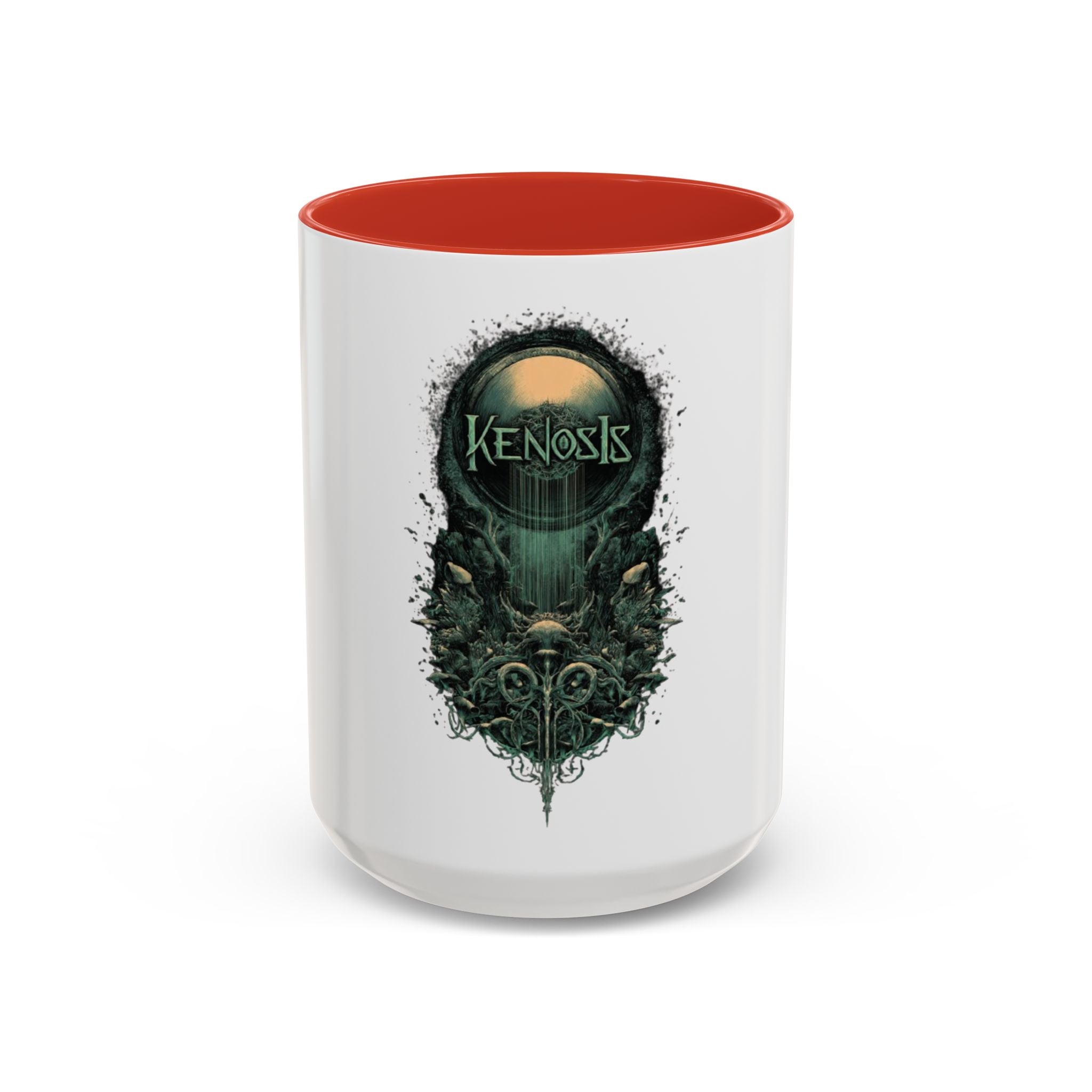 Kenosis Dark Fantasy Accent Coffee Mug — Gothic Skull & Moon Illustration (11/15 oz)