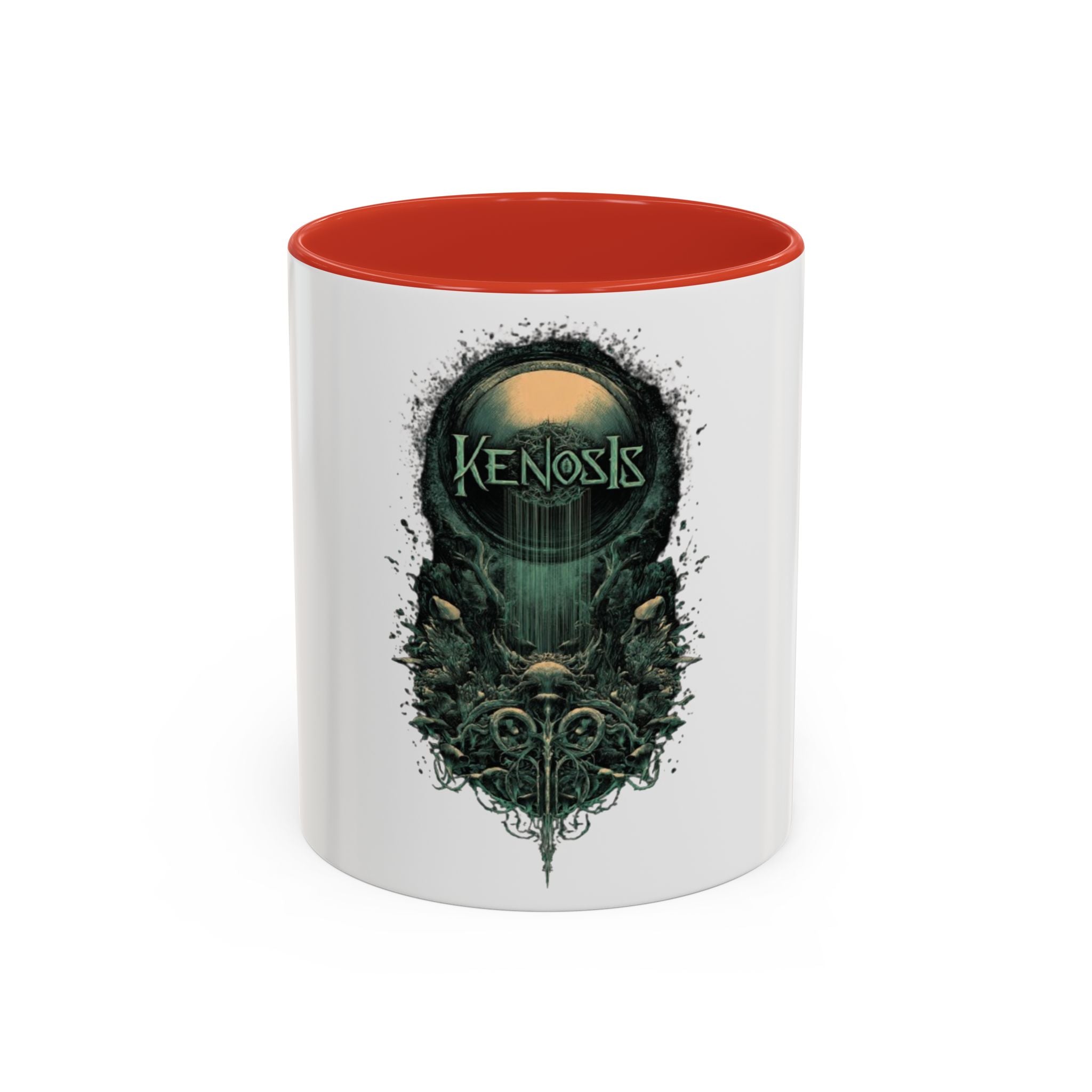 Kenosis Dark Fantasy Accent Coffee Mug — Gothic Skull & Moon Illustration (11/15 oz)