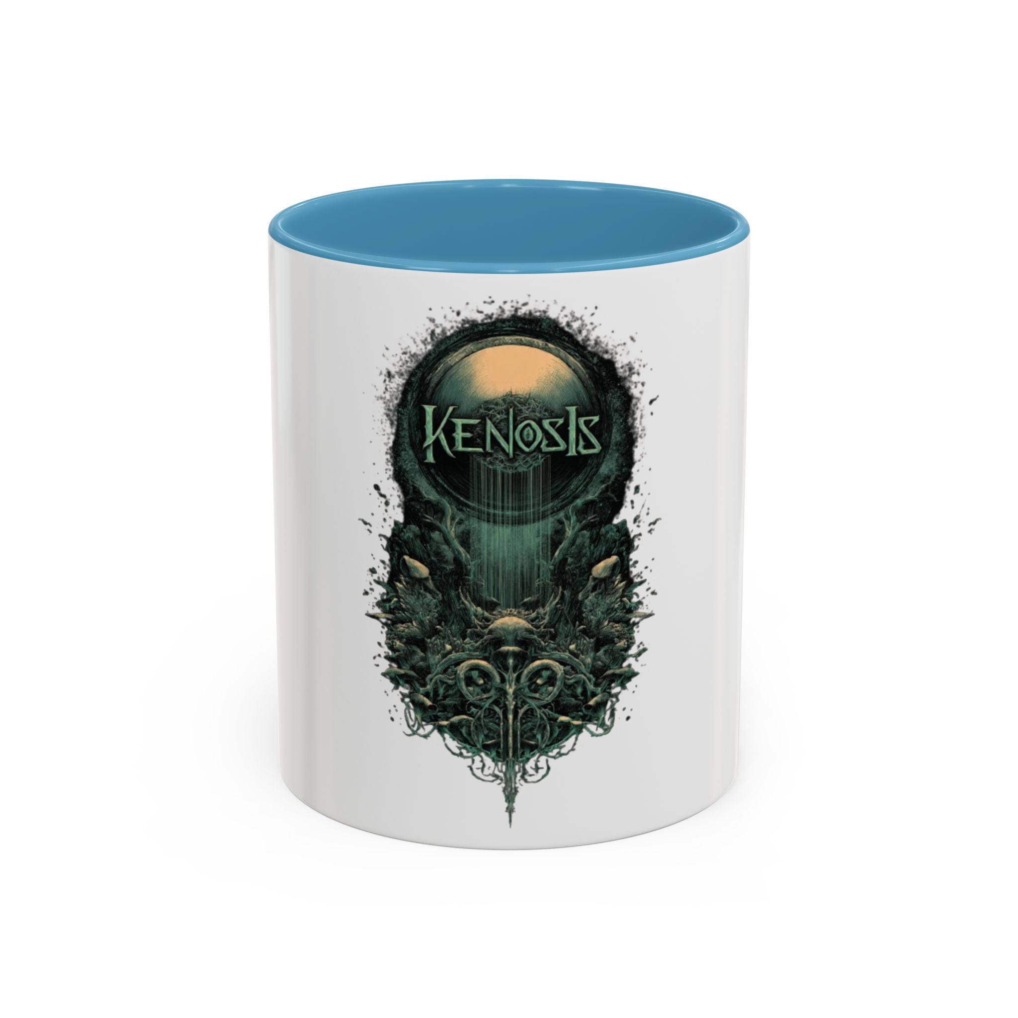 Kenosis Dark Fantasy Accent Coffee Mug — Gothic Skull & Moon Illustration (11/15 oz)