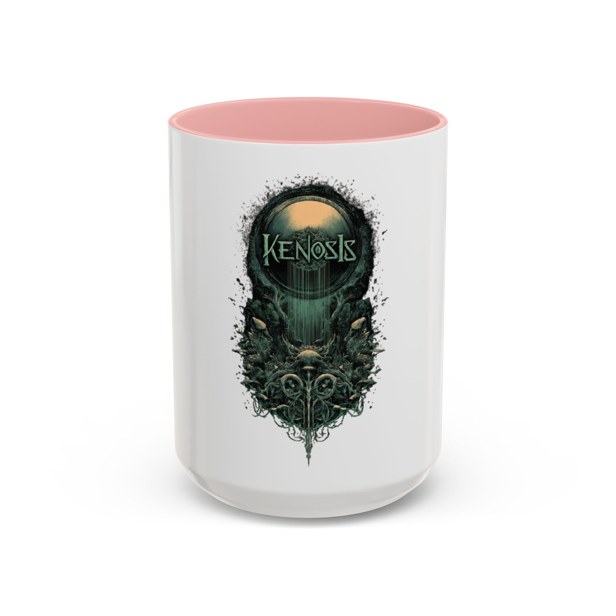 Kenosis Dark Fantasy Accent Coffee Mug — Gothic Skull & Moon Illustration (11/15 oz)