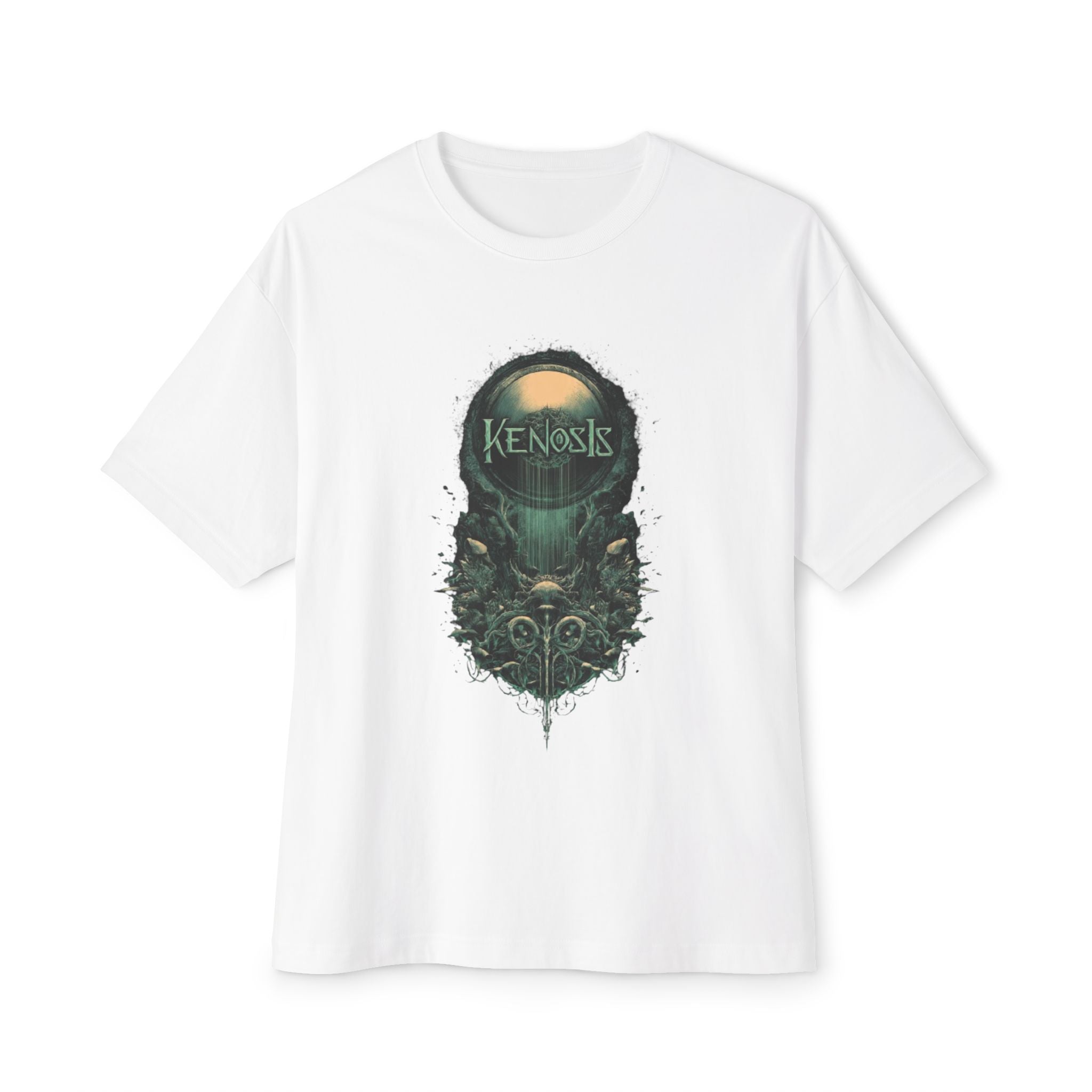 Kenosis Gothic Skull Tee — Dark Art Oversized Boxy T‑Shirt