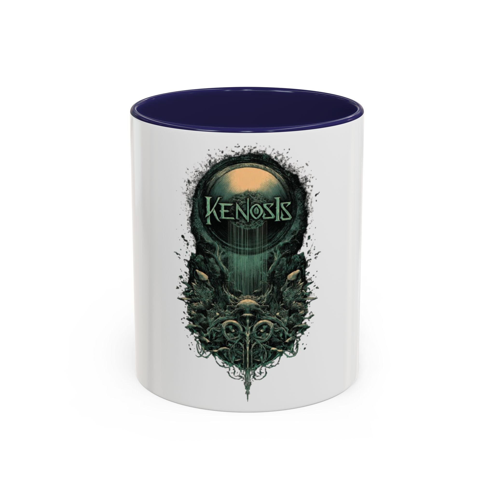 Kenosis Dark Fantasy Accent Coffee Mug — Gothic Skull & Moon Illustration (11/15 oz)