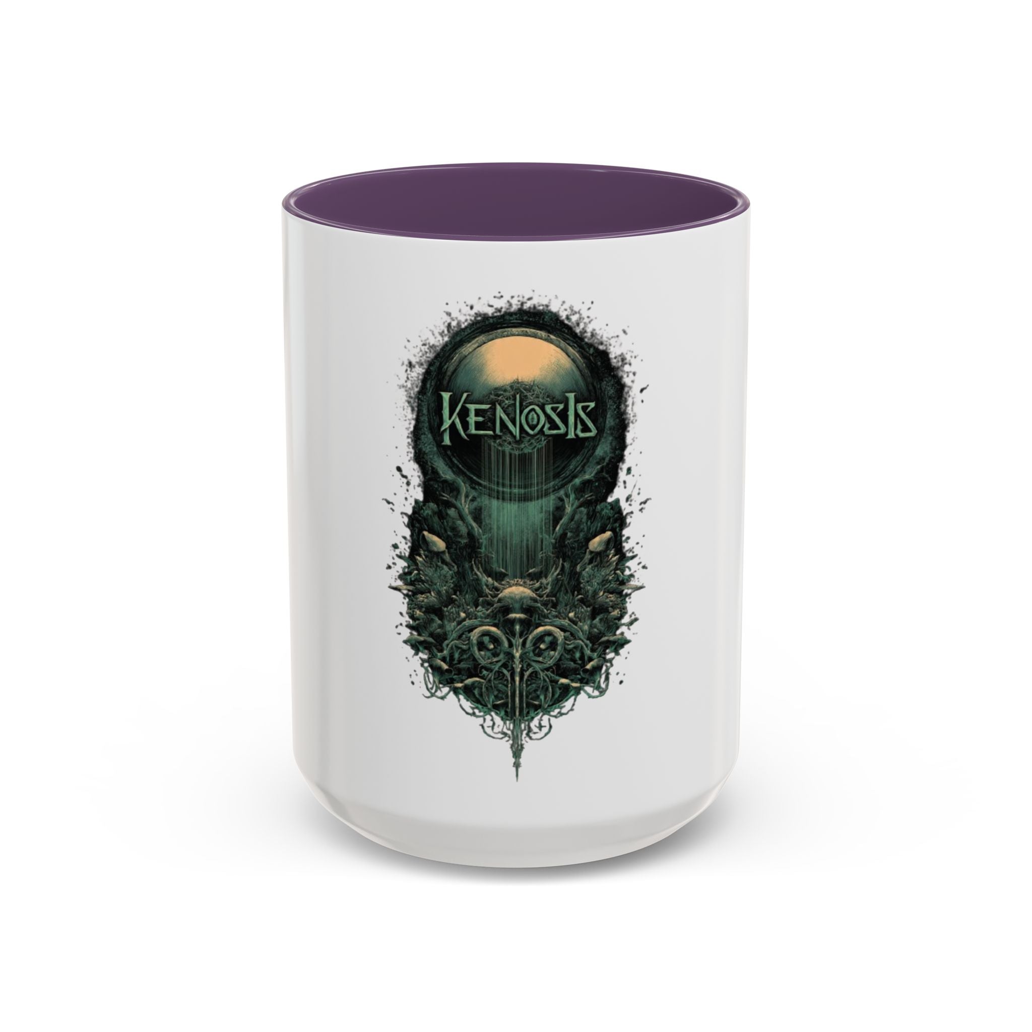 Kenosis Dark Fantasy Accent Coffee Mug — Gothic Skull & Moon Illustration (11/15 oz)